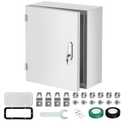 20" x 16" x 8" Heavy Duty Outdoor Wall Mount Steel Electrical Junction Box, Weatherproof Enclosure with Removable Panels, Lockable Lid & DIN Rail for Solar, Traffic & Industrial Machine Wiring