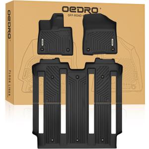 OEDRO Floor Mats Fit for Toyota Sienna 2025 2024-2021 7 Seat, Custom Fit TPE All Weather Sienna Car Mats Includes 1st, 2nd and 3rd Row Floor Liners