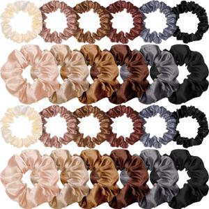 WILLBOND 24 Pieces Satin Hair Scrunchies Bulk Silk Elastic Hair Bands Ropes Ponytail Holder for Women Girls Accessories Decorations(Vintage Colors)