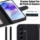 Arae Case for Samsung Galaxy A55 Wallet Case Flip Cover with Card Holder,Faux Leather Galaxy A55 Case Wallet for Women and Men with Kickstand Wristlet Strap RFID Blocking, Litchi Black