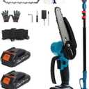 2-in-1 Cordless Pole Saw & Mini Chainsaw with 2 Batteries for Tree Trimming Blue
