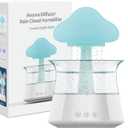 Rain Cloud Humidifier Water Drip - Mushroom Aroma Diffuser, Essential Oil Diffusers, 300ml White Noise Aromatherapy Diffusers with 7 Colors Cloud Lights for Home, Large Room, Office - White
