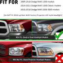Headlight Assembly Compatible with 2009 2010 2011 2012 2013 2014 2015 2016 2017 2018 Ram 1500,2019 Ram 1500 Classic,2010-2018 Ram 2500 3500 Headlights Headlamp Black Housing Driver and Passenge