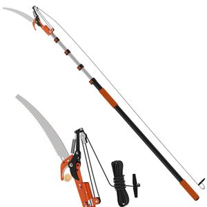 10FT Reach Manual Pole Saw for Tree Trimming, Extendable Tree Pruner with Double Hook Saw and 4-10FT Telescopic Pole, Tree Trimmer Branch Cutterfor High Branches for Yard, Garden, Patios