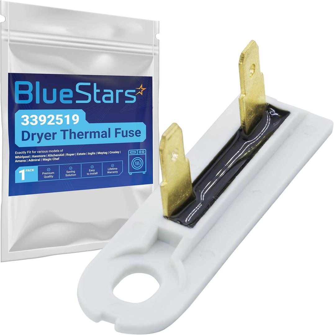 BlueStars 3392519 Dryer Thermal Fuse Part - Kenmore Dryer Thermal Fuse Fit for Whirlpool Kenmore Maytag - Replaces WP3392519 AP6008325 G4AP0500 3388651 694511 80005 WP3392519VP
