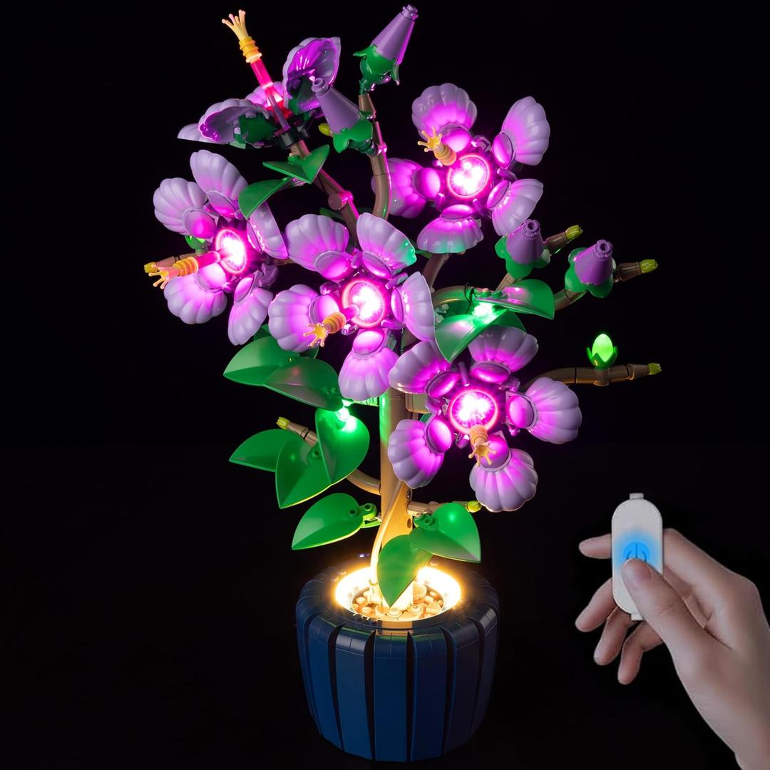 BrickSoul Upgrade Light Kit for Lego 10372 Hibiscus Flower Dcor Building Set | with ON/Off & Dimmer Switch & Hidden Cable Tech | Easy Install Lighting Set (10372 Set NOT Included)