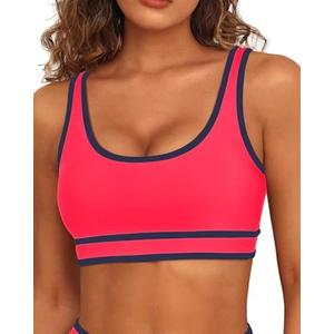 Women Sports Bra Bikini Top Athletic Bathing Suit Swimsuit Top for Teen Girls, Medium