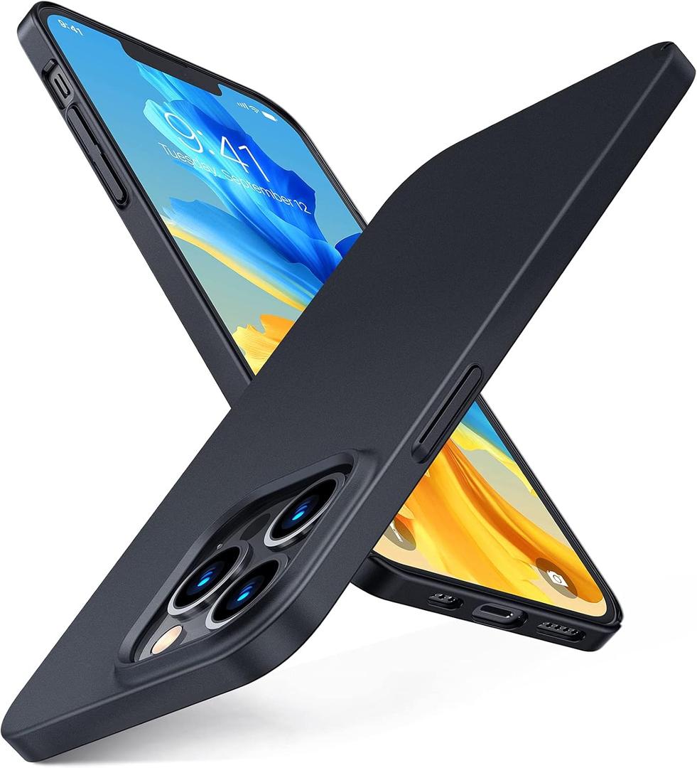 TORRAS Slim Fit for iPhone 13 Pro Max Case, UltraThin 13 Pro Max Case Black, Lightweight Hard PC Cover with Secure Grip Phone Cases for iPhone 13 Pro Max Phone Case 6.7 inch, Space Black