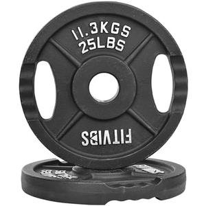 Fitvids Cast Iron 2-Inch Olympic Plate Weight Plate for Strength Training and Weightlifting, Multiple Sizes, 25Lbs
