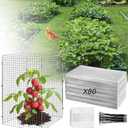 Geosar 80 Pcs/20 Packs Chicken Wire Plant Protectors 11.7 x 19.5 Inch Mesh Plant Protection Cage from Animals with U Shaped Garden Stakes and Nylon Tie for Outdoor Garden Flowers Vegetables