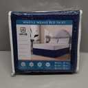 MIYE Pleated Waffle Weave Bed Skirt, Tailored Dust Ruffle 18 Inch Drop Easy Fit, Machine Washable (Navy Blue, Queen - 18" Drop)