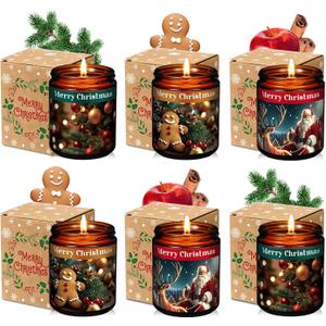 5 Pack Christmas Gifts Scented Candles Bulk 7 oz Soy Wax Home Floral Holiday Christmas Jar Candles Set Bundle with Gift Boxes Long-Lasting Scents for Women and Mom