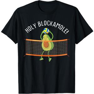 Holy Blockamole Volleyball Cute Funny T-Shirt (Small, Black)