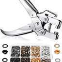 Honoson 3/16 Inch Grommet Tool Kit Eyelet Plier Set Hole Punch Grommet Hand Press Pliers with 200 Pieces of Eyelets for Shoes Clothes Bags(Gold, Silver, Grey, Copper)