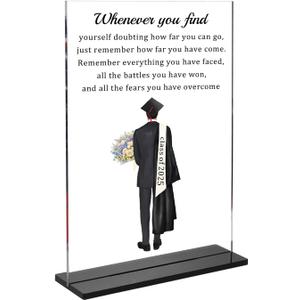Inspirational Class of 2025 Graduation Gifts for Him,University College High School Graduates Desk Sign Decorations Gift,Senior 2025 Graduation Gifts for Boys Son Men (5.83*8.27 inch)