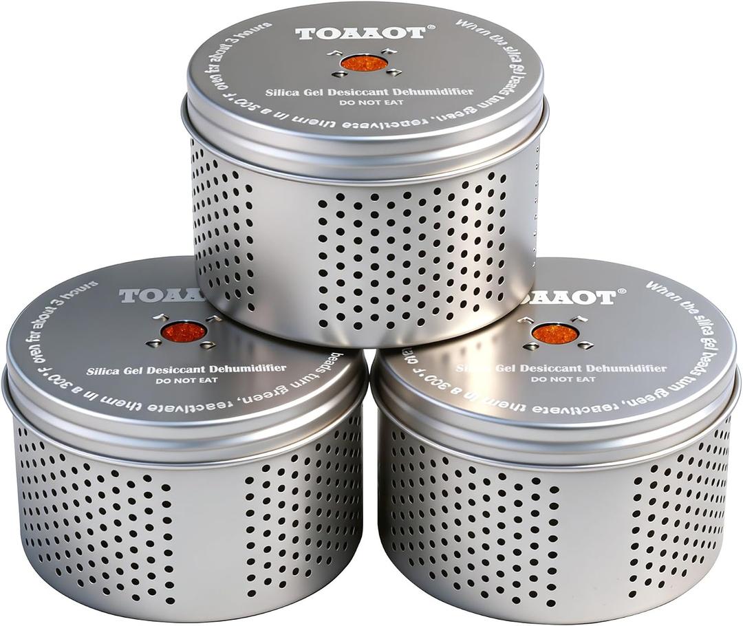 Gun Safe Dehumidifier, Moisture Absorber, 200g Small Silica Gel Desiccant Canister for Gun Cabinets & Safes, Aluminum Shell, Reusable