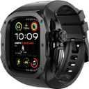 Rugged Bumper band with Case For apple watch ultra 3 2 1 49MM1-second quick installation - Shockproof & Scratch Resistant Compatible with iWatch Ultra 3/2/1 Men Gifts (Matte Black & Black Metal)