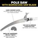 Jameson PS-3FPS1 Tri-Cut Pole Saw Head Kit, 13-Inch Barracuda Blade, Converts Extension Poles for Precise Tree Trimming and Pruning