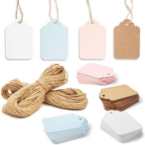 Bright Creations Paper Gift Tags with Jute String for Baby Showers and Birthday Parties, 4 Colors - Pack of 240
