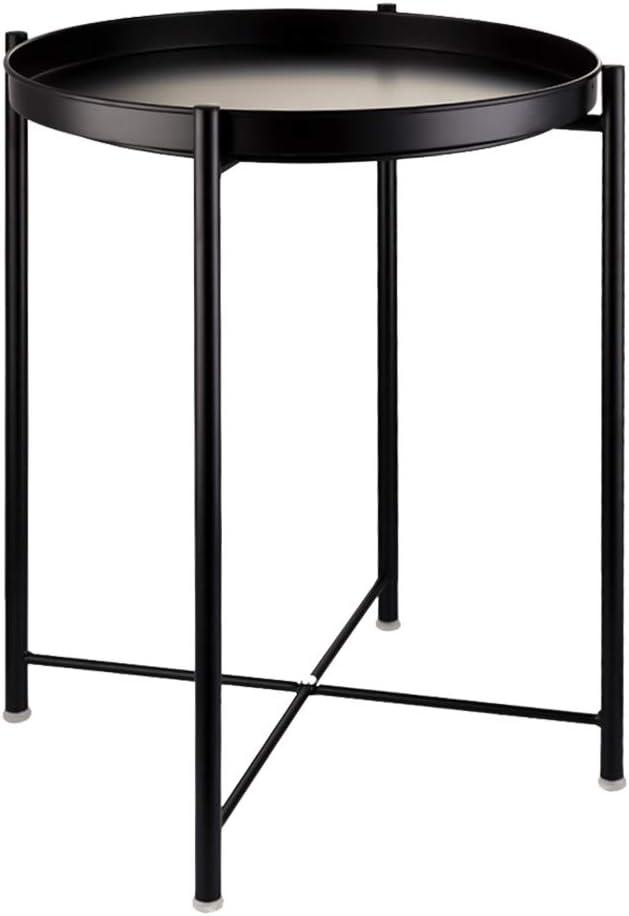 EKNITEY Small Side End Table - Metal Side Table Waterproof Small Sofa Coffee Side Tables Bedroom Indoor Outdoor with Removable Tray for Living Room Bedroom Balcony and Office (1 tier, Black)