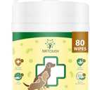 Antifungal and Antibacterial Wipes for Dogs & Cats, Dog Yeast Infection Treatment Wipes, All Natural Grooming Wipes for Cleaning, Help with Hot Spots, Ringworm, and Skin Infections, 80 Count
