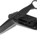 Fixed Blade Knife with Black G10 Handle and Kydex Sheath, 3.46" D2 Steel Full Tang Outdoor Tactical Hunting Knife for Camping, and EDC