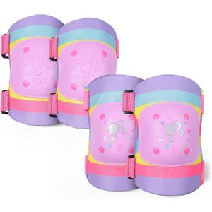 Elbow and Knee Pads for Kids, Protective and Comfortable Outdoor Gear Set for Ages 3+ with Adjustable Velcro Straps, Shock Absorption, Bike Knee Pads for Boys and Girls,  Age Range Youth