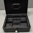 Jssmst Locking Medium Steel Cash Box with Money Tray,Lock Box,Black