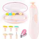 Baby Nail Filer and Baby Nail Clippers with Light Set, Lupantte Electric Infant Nail Trimmer Kit, for Newborn Toddler Kids Toes and Fingernails, Polish and Trim. (Pink).