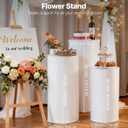 VEVOR Wedding Flower Stand, 3PCS 23.62/29.53/35.43 inch Round Cylinder Plinth, White Pedestal Stand with PVC Lid, Cylindrical Pedestal Stands for Wedding, Party, Birthday, Art Decor, 33.07 lbs Load