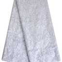 SanVera17 African Lace Net Fabrics Nigerian French Fabric Rope Embroidered and Manual Beading Guipure Cord Lace for Party Wedding 5 Yards (White)