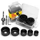 KATA 8PCS Hole Saw Kit 1" to 2-1/8"(25-54mm) Hole Saw Set in Case with Mandrels and Hex Key for Soft Wood, PVC Board, Plywood (6PCS)