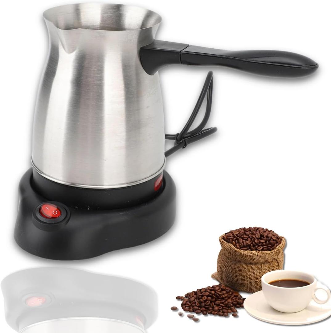 VINGVO Turkish Coffee Maker, Stainless Steel 600ml Electric Turkish Coffee Machine, Arabic & Greek & Turkish Electric Coffee Maker Machine Pot Warmer Kettle,Large Capacity For Home Travel