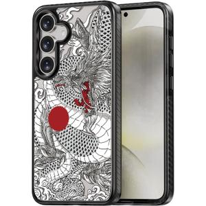 Rosarnnah Compatible for Samsung Galaxy S25 Plus Case Cute Aesthetic - Durable Shockproof 6.6 ft Drop Impact Phone Case Cover with Funny Fashion Chinese Dragon Design 6.7" Black