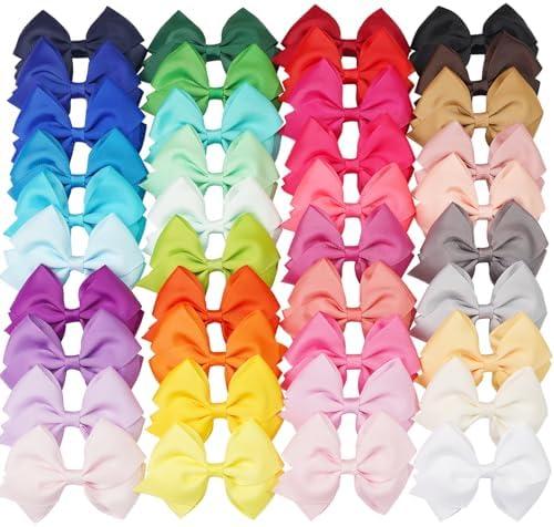 JOYOYO 40 Colors 4" Hair Bows Clips Girls Pigtail Bows Alligator Clips for Baby Girls Fine Hair Infants