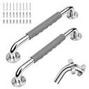 MrHAND Shower Grab bar for Senior with Knurled Satin Finish, 2 Pack 24 inch | SUS 304 Stainless Steel, ADA Compliant, Easy to Clean & Easy Installation, Handicap Grab Bars, Anti-slip Shower Handles