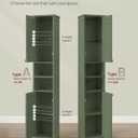 VASAGLE Tall Storage Cabinet with Lights, Slim Freestanding Cabinet with Adjustable Shelves, for Small Spaces, Bathroom, Living Room, Modern, 11.8 Inches Wide, Forest Green UBBC566C01