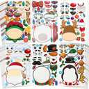 JOYIN 48 Pcs Christmas Make A Face Sticker Sheets Make Your Characters with Santa Santa, Gnome, Reindeer, Snowman, Polar Bear, Presents for Kids School Activities Party Favor Supplies Xmas Craft