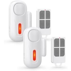 Satisure Door Alarms for Kids Safety, 2 in 1 Alarm & Chime with Remote, Window/Pool Alarms for Home Security, Sliding Glass Doors, Wireless Alarm for Home Hotel(2 Pack, White)