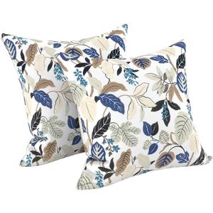 LVTXIII 2 Pack Outdoor Pillow Covers ONLY 18x18 Inch, Water-Repellent Square Decorative Cushion Covers for Patio Furniture, Garden, Sofa, Breeze Leaves Beige