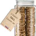 2-Gallon Tall Glass Cookie Jar with Airtight Lid Large Kitchen Canister for Cookies, Sugar, Flour, and Dog Treats