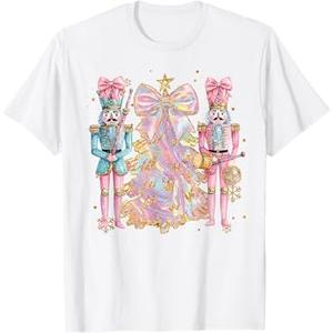 Coquette Christmas Tree Pink Nutcrackers Women Kids Girls TShirt S