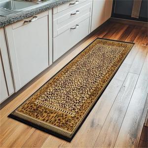 ZSSZO Brown Leopard Runner Rug for Kitchen Hallway Bathroom Bedroom Entrance Washable Cheetah Printed Area Rugs Non Skid Indoor Decorative Floor Mat  2×6ft