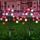 2 Pack Valentine's Day Solar Outdoor Lights, Valentines Day Decor Red Pink White Heart Solar Valentine Lights, Valentines Day Solar Decorations Outdoor Garden Lawn Yard Decorations