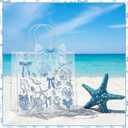 Remerry 12 Set Ocean Seashell Party Favors Ocean Theme Gift Bags Beach Party Decor Blue Bow Coastal Cups with Lid and Straw 13.5 oz Acrylic Keychains for Birthday Guest