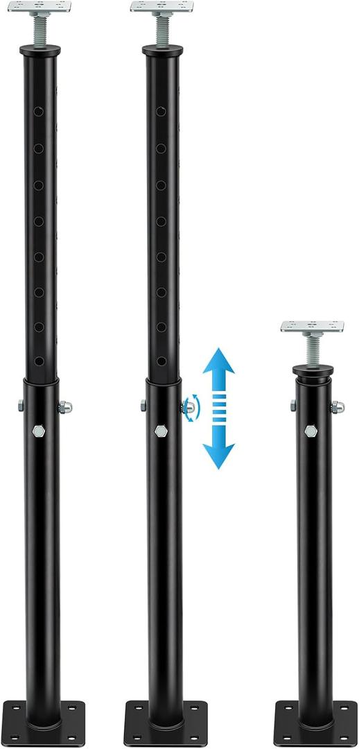 2 Pack Adjustable Jack Post Steel Floor Jack Floor Support Jack Pole Jack for Porch Roof Deck Heavy Load Areas, 23.23"-43.31" Adjustable Height, Black
