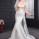 EllieHouse Chapel Length 2 Tier Sequin Lace Wedding Bridal Veil For Bride E74 (White)