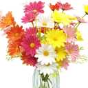 10 Bundles Daisy Artificial Flowers Real Touch PU Fake Daisies Faux Flower for Home Decor Indoor Wedding Party Bouquet Kitchen Table Centerpiece Floral Arrangements Decoration(Multi Color)