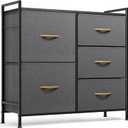 ROMOON Dresser for Bedroom, Storage and Organizers for Closet with 5 Drawers, Small Fabric Dresser and Chests of Drawers for Kids Bedroom, Nursery, Living Room, Hallway (Dark Grey)