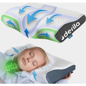 DERILA® Memory Foam Cervical Neck Pillow. Ergonomic Pillow for Sleeping, Snoring